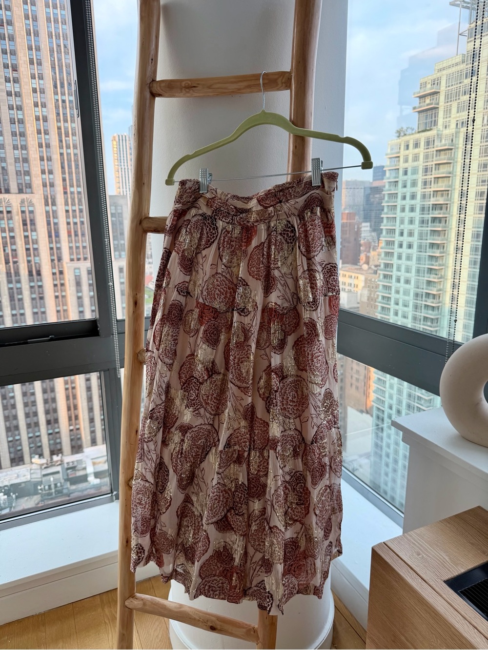 ba&sh Pink Floral Printed Midi Skirt